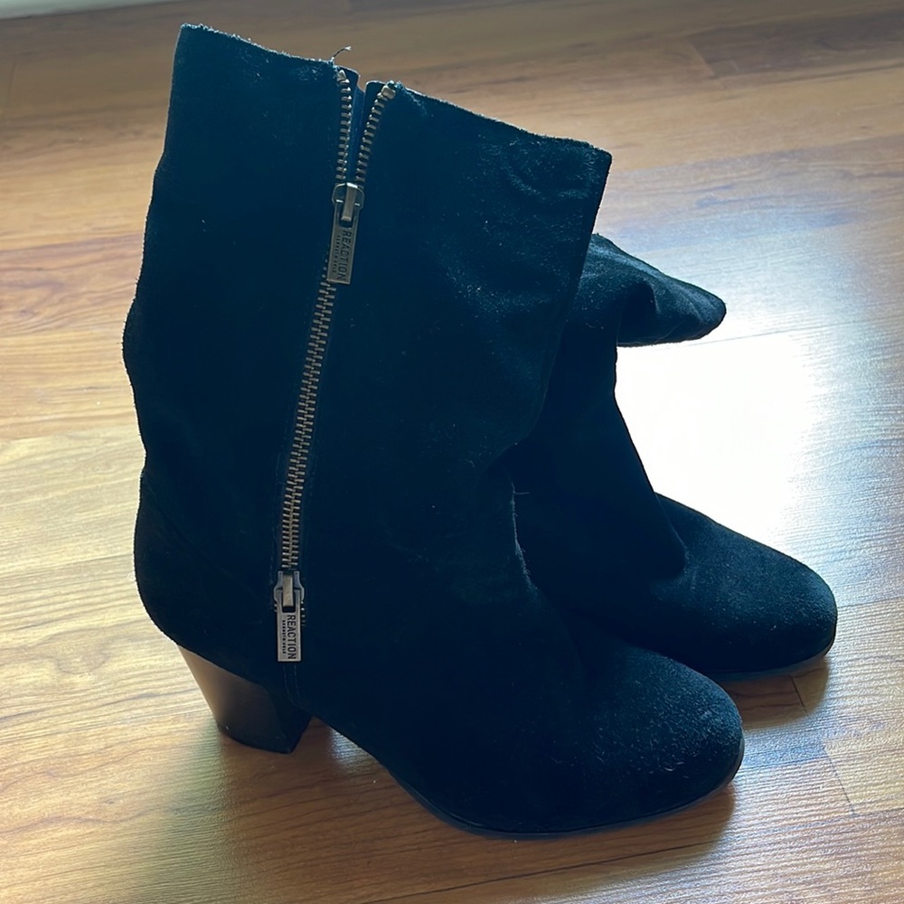 Black suede leather booties size 7.5